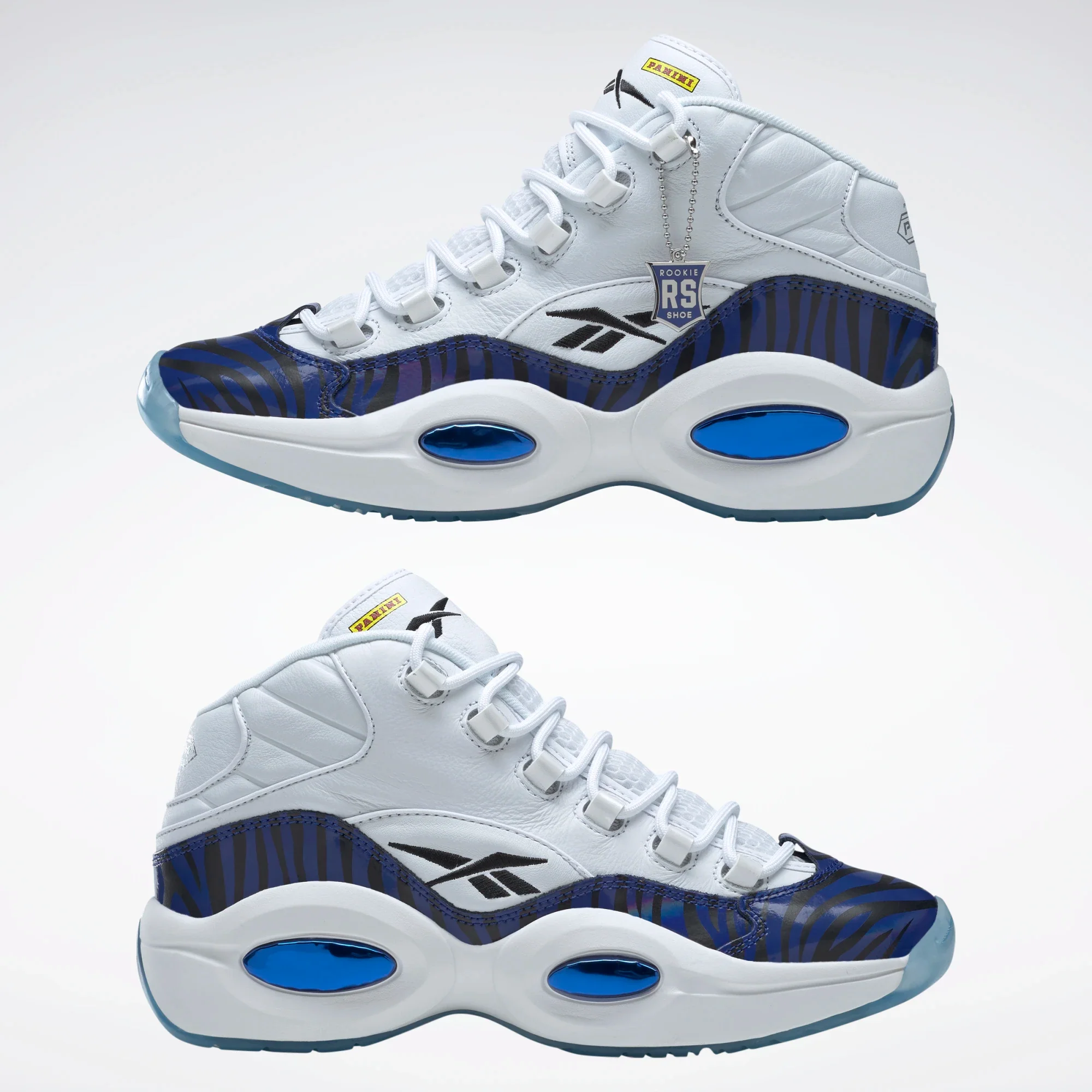 Reebok Men's Panini Question Mid Basketball Shoes - Ftwr White / Classic Cobalt / Core Black - Image 12