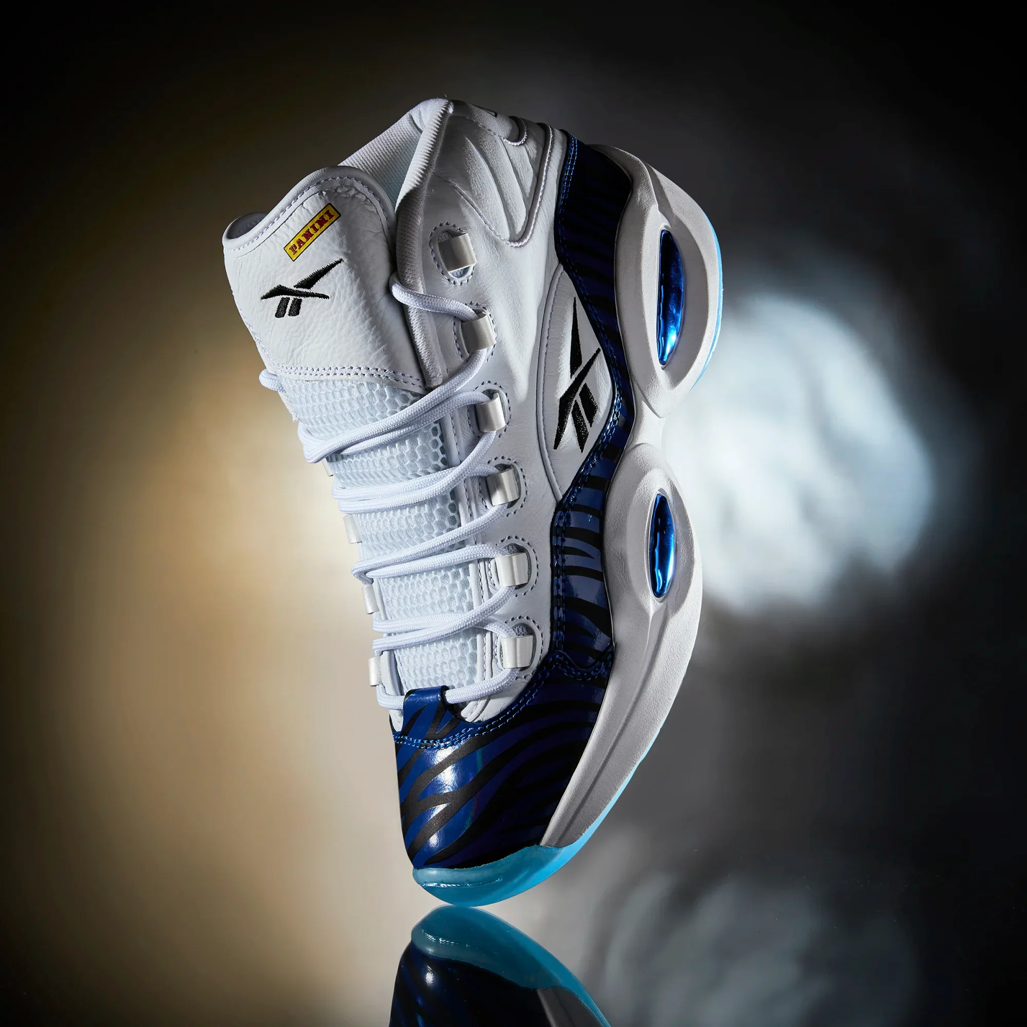 Reebok Men's Panini Question Mid Basketball Shoes - Ftwr White / Classic Cobalt / Core Black - Image 3