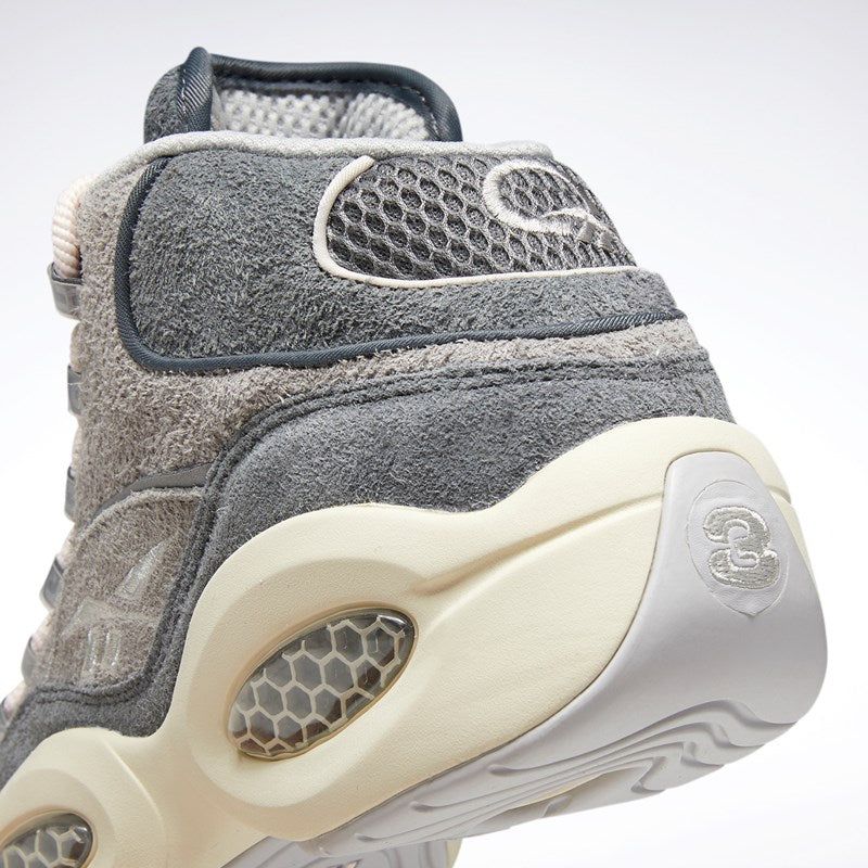 Reebok Men's Question Mid Suede Shoes - Grey / Steel / Chalk White - Image 6
