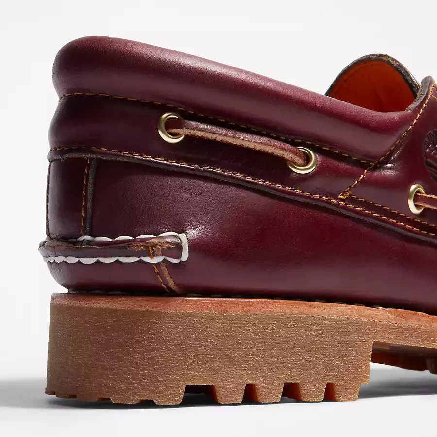 Timberland Men's 3-Eye Lug Handsewn Boat Shoes - Burgundy Full Grain - Image 9