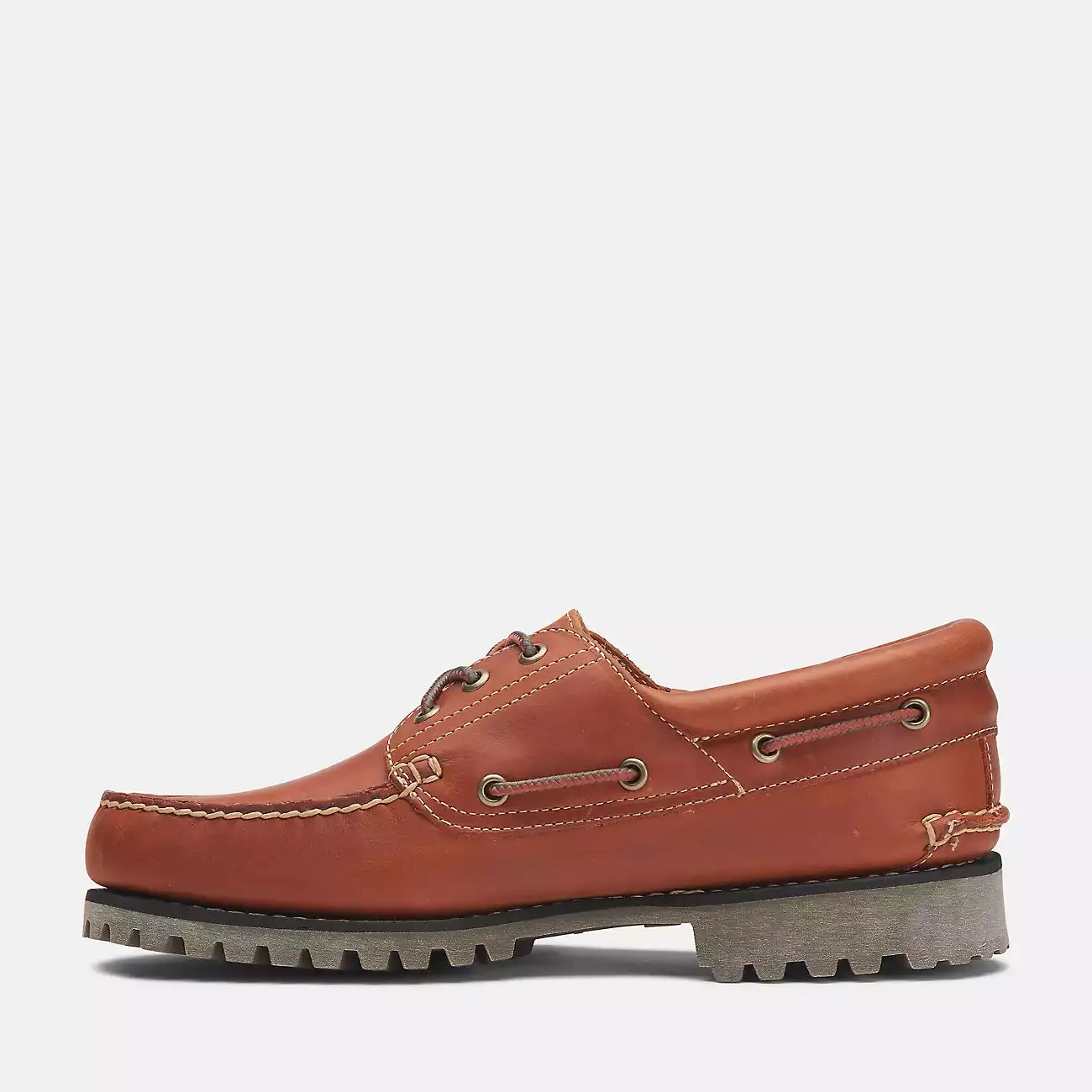Timberland Men's Authentic 3-Eye Boat Shoe - Orange / Full Grain - Image 3