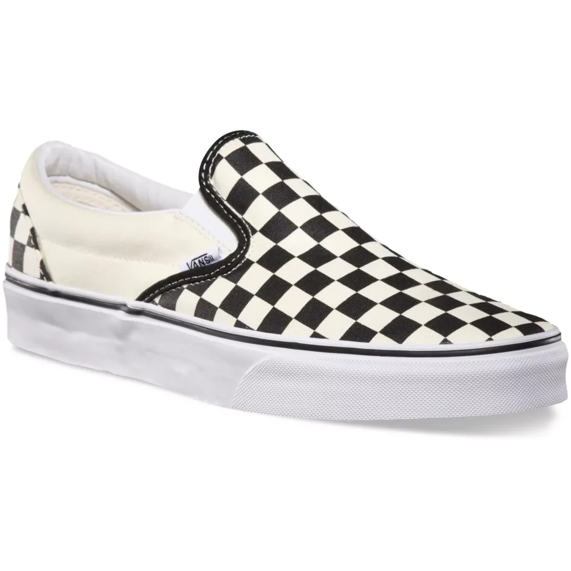 Vans Unisex Classic Slip On Checkerboard Shoes - Black / Beige / White - Image 3