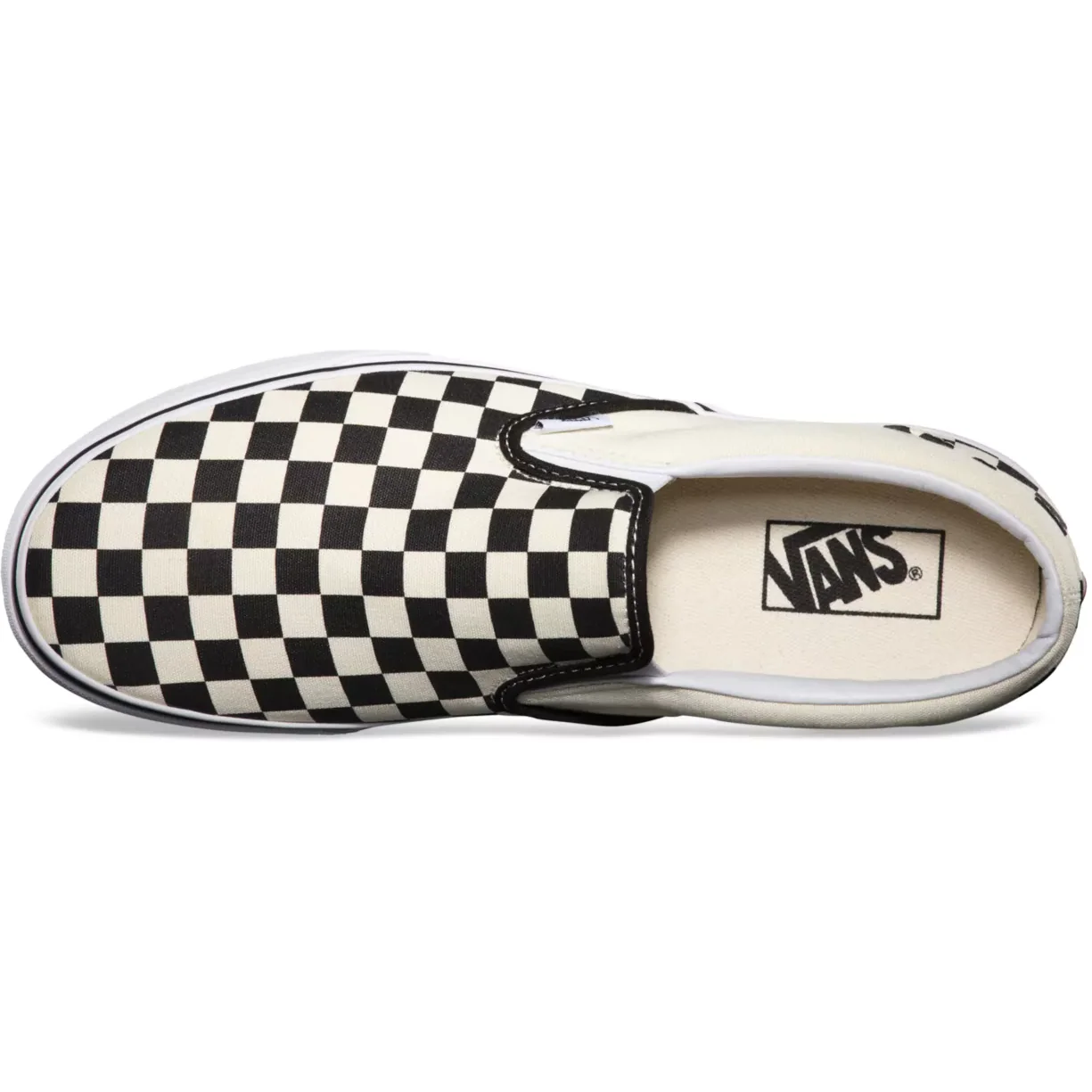 Vans Unisex Classic Slip On Checkerboard Shoes - Black / Beige / White - Image 4