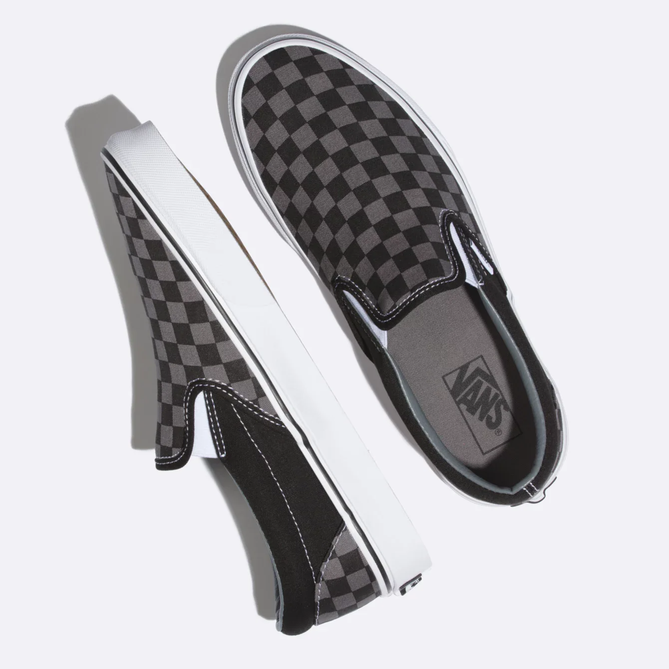 Vans Unisex Classic Slip On Checkerboard Shoes - Black / Pewter - Image 3