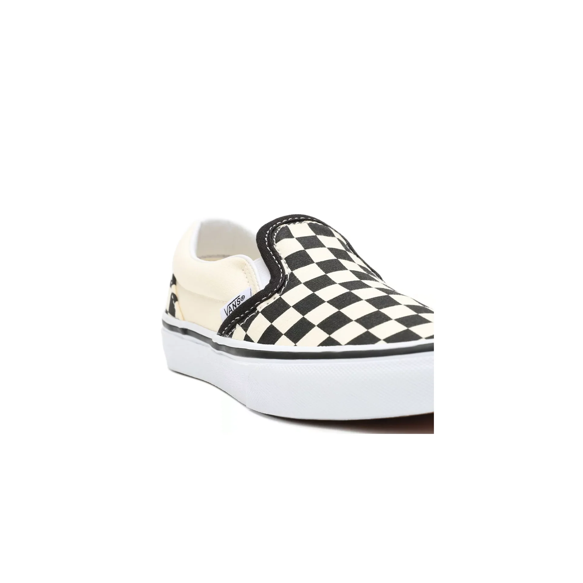 Vans Kids' Checkerboard Classis Slip On Shoes - Black / White - Image 8