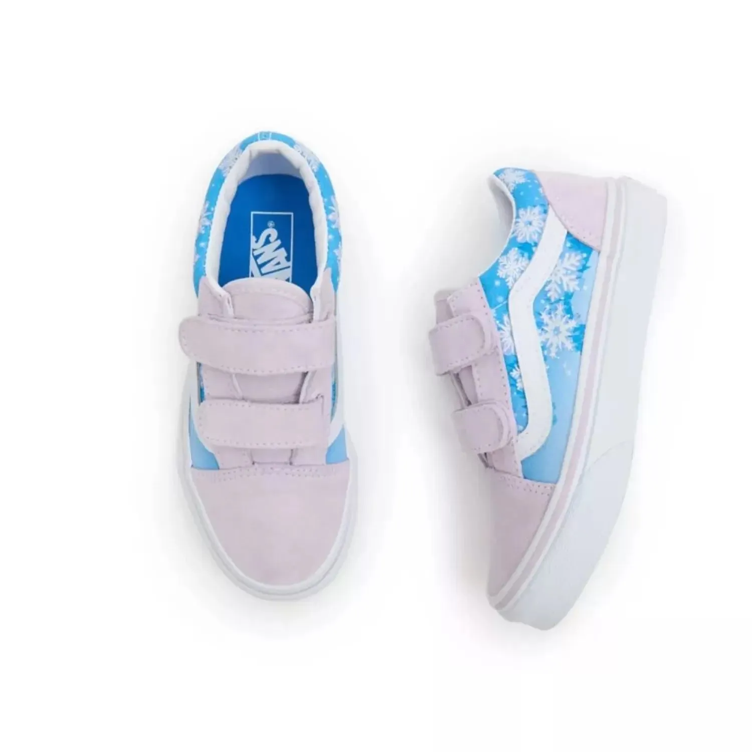 Vans Kids' Old Skool V Shoes - Pink / Blue / White - Image 3