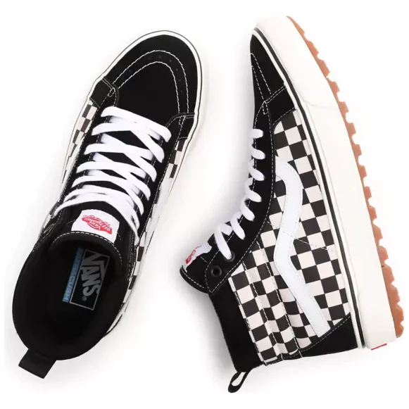 Vans Men's SK8 Hi Checkerboard MTE 1 Shoes - Black / White - Image 2