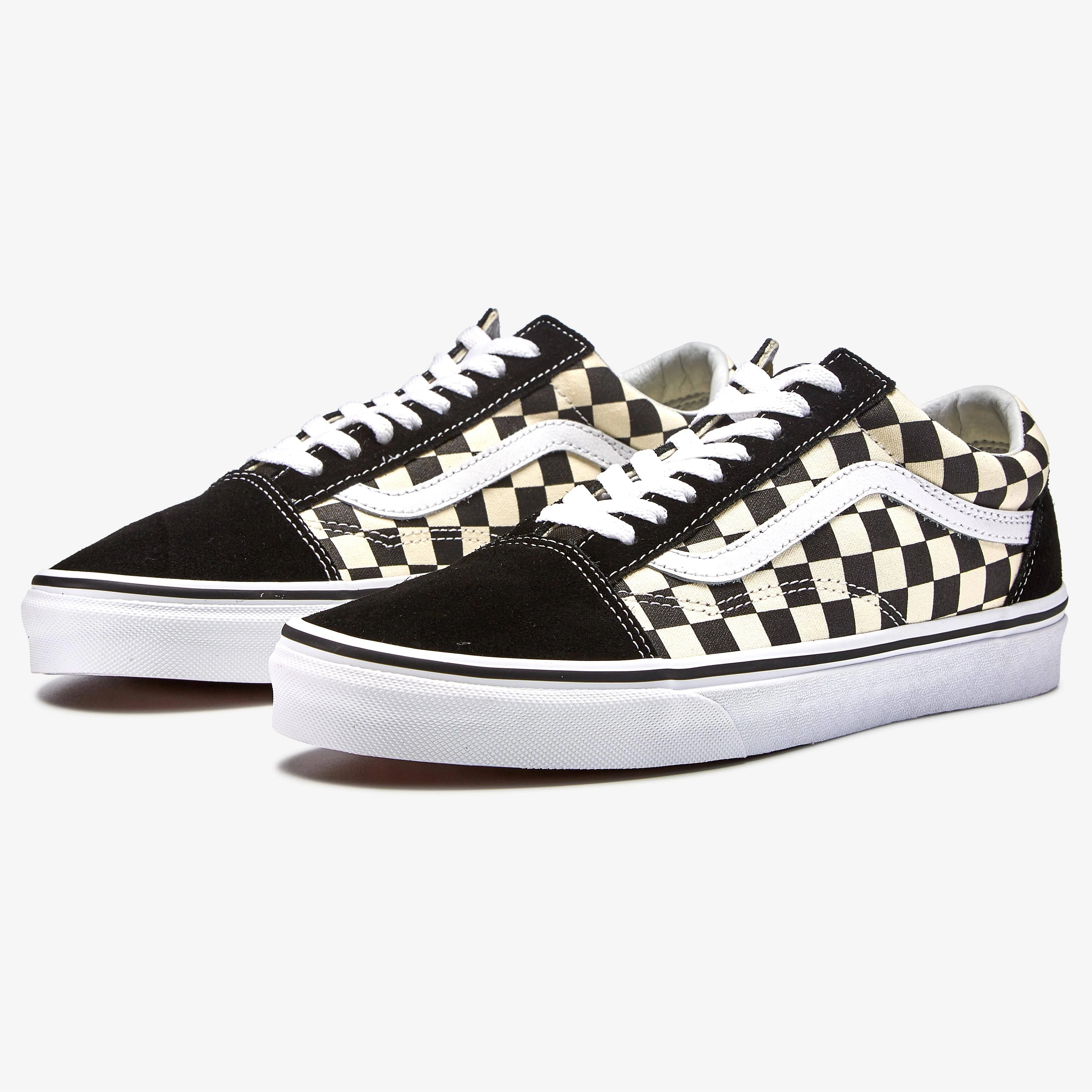 Vans Unisex Primary Check Old Skool Shoes - Black / White - Image 3