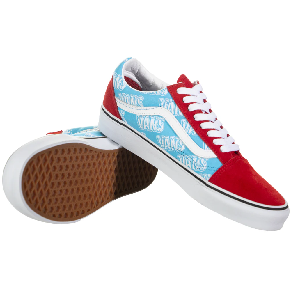 Vans Unisex Retro Mart Old Skool Shoes - Red / Blue / White - Image 4