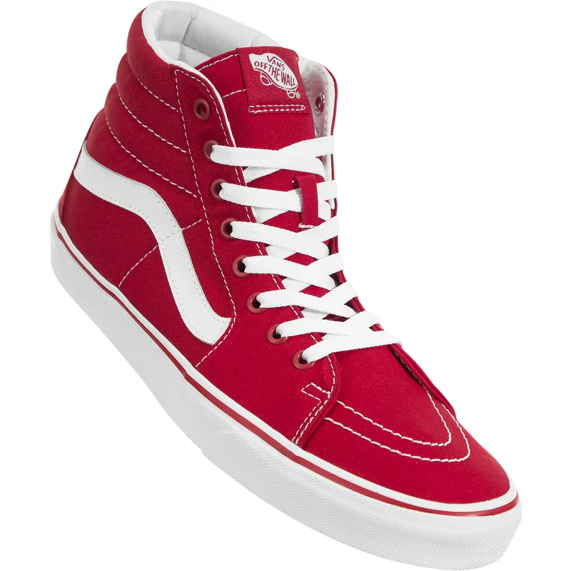 Vans Unisex Sk8 Hi Canvas Formula One Shoes - Red / White - Image 5