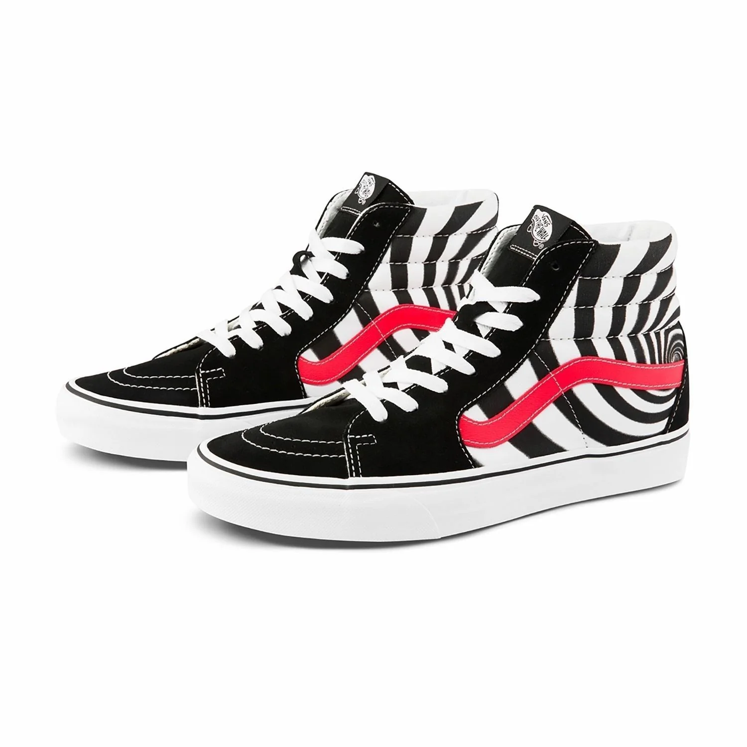 Vans Unisex Swirl Sk8 Hi Shoes - Black / Fiery Coral - Image 3