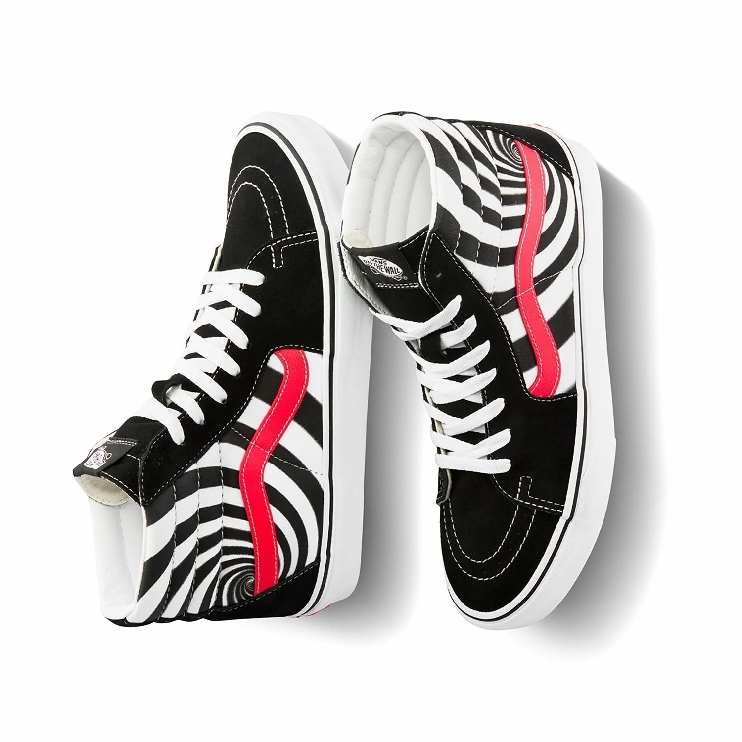Vans Unisex Swirl Sk8 Hi Shoes - Black / Fiery Coral - Image 6